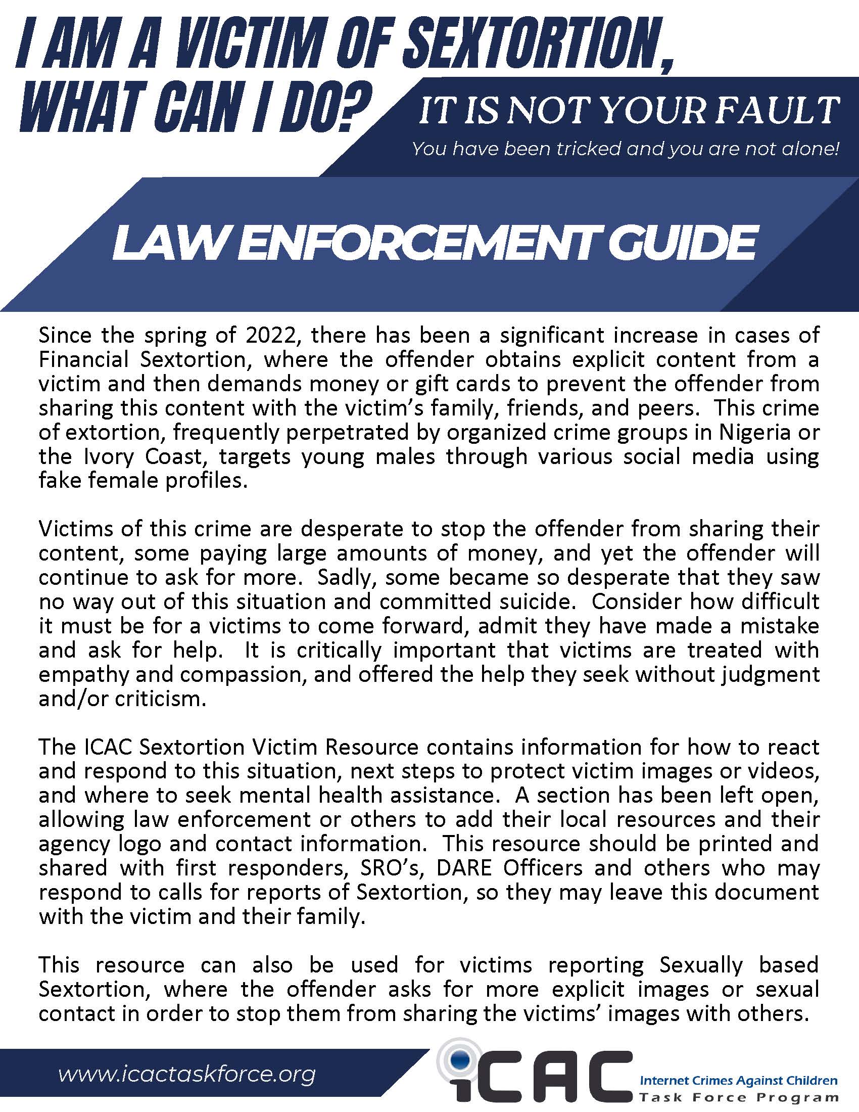 Law Enforcement Guide for Sextortion Victims